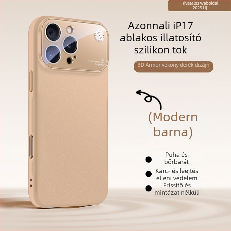 Folyékony szilikonból készült iPhone tok nagy ablakkal, ütésvédelmi, ujjlenyomat-mentes, aromaterápiás dizájn