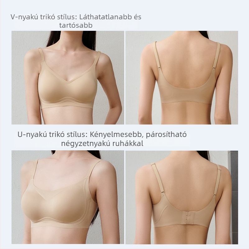 Varrás nélküli, láthatatlan hátsó részű melltartó, push-up hatás, vizuálisan növeli a kis melleket, anti-esés