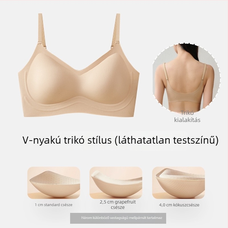 Varrás nélküli, láthatatlan hátsó részű melltartó, push-up hatás, vizuálisan növeli a kis melleket, anti-esés