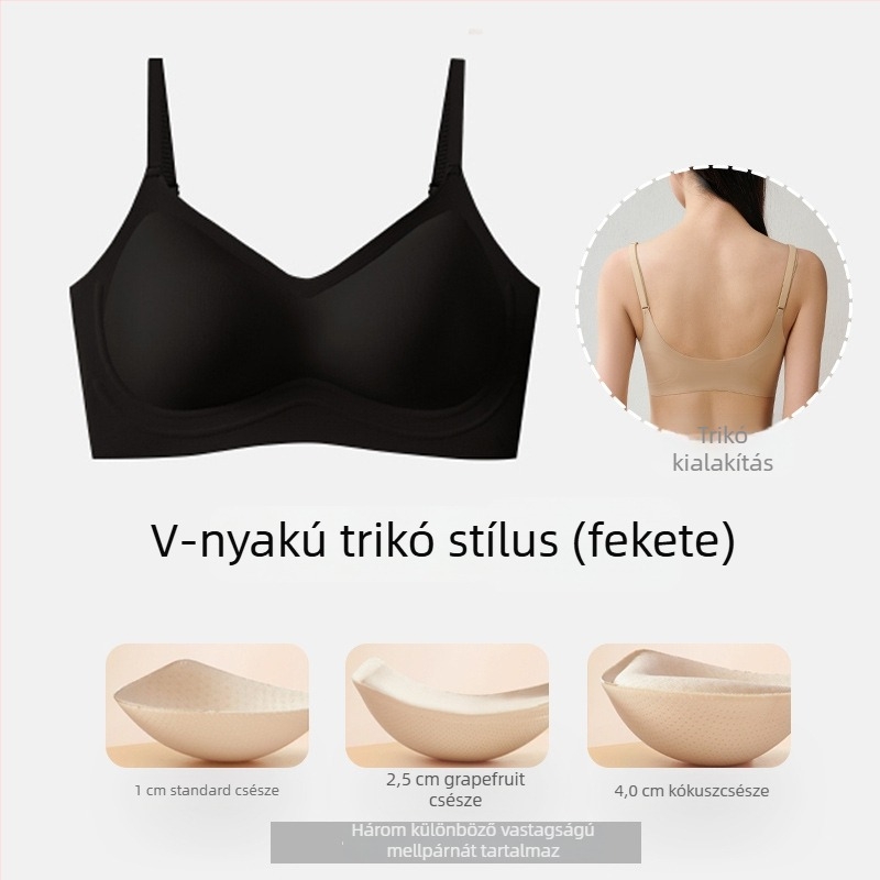 Varrás nélküli, láthatatlan hátsó részű melltartó, push-up hatás, vizuálisan növeli a kis melleket, anti-esés