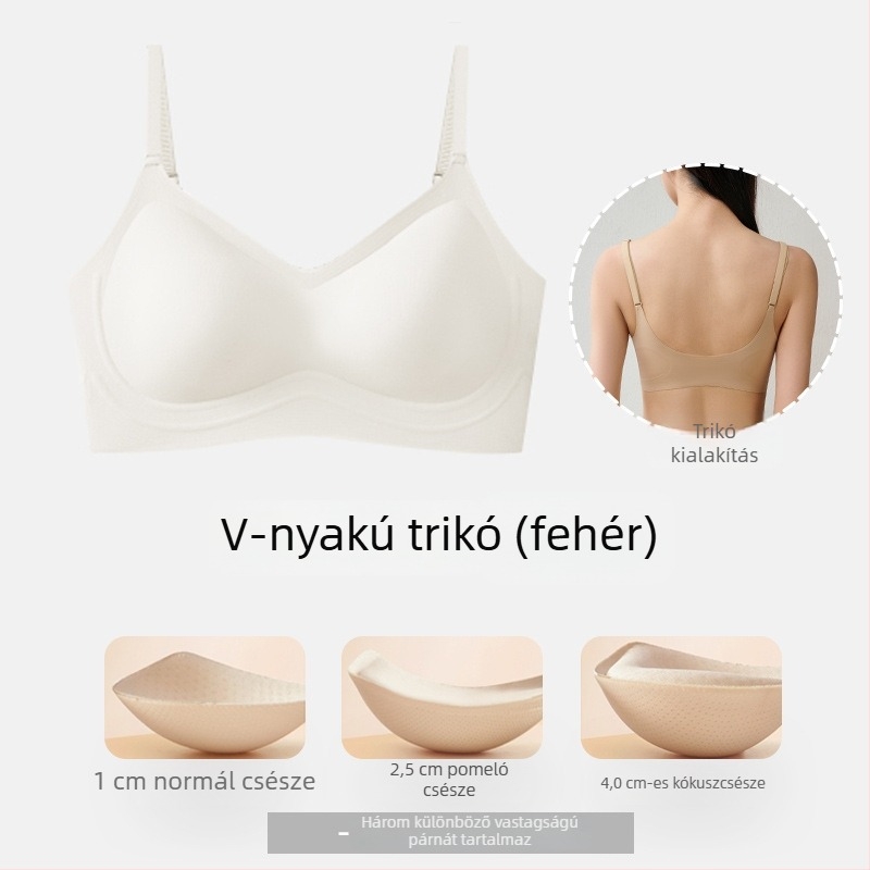 Varrás nélküli, láthatatlan hátsó részű melltartó, push-up hatás, vizuálisan növeli a kis melleket, anti-esés