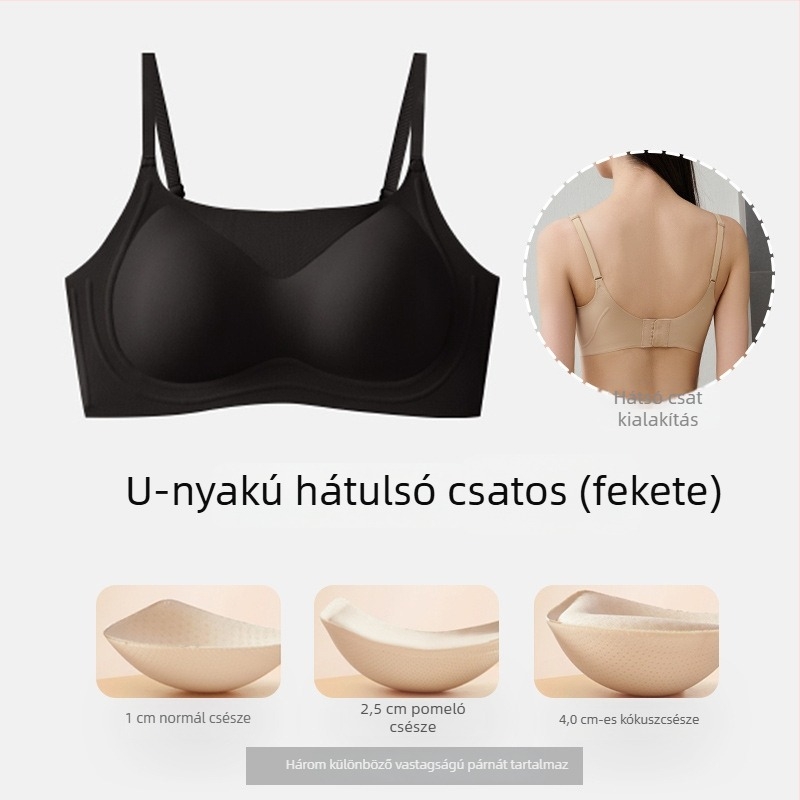 Varrás nélküli, láthatatlan hátsó részű melltartó, push-up hatás, vizuálisan növeli a kis melleket, anti-esés