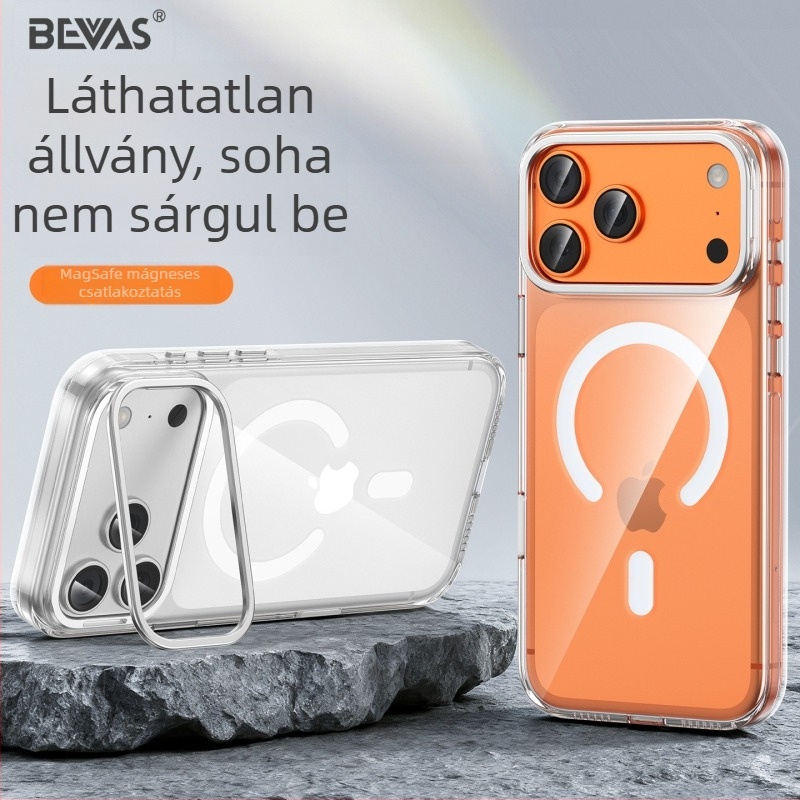Bevas átlátszó iPhone 17 Pro tok – anti sárgulás, mágneses rögzítés és objektív tartó; kompatibilis az iPhone 17, 17 Pro, 17 Pro Max és 17 Air