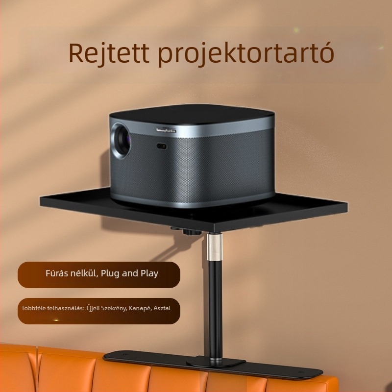 Falihoz rögzíthető projektorállvány, fúrás nélkül, állítható polccal, kanapé és ágy közötti résekhez