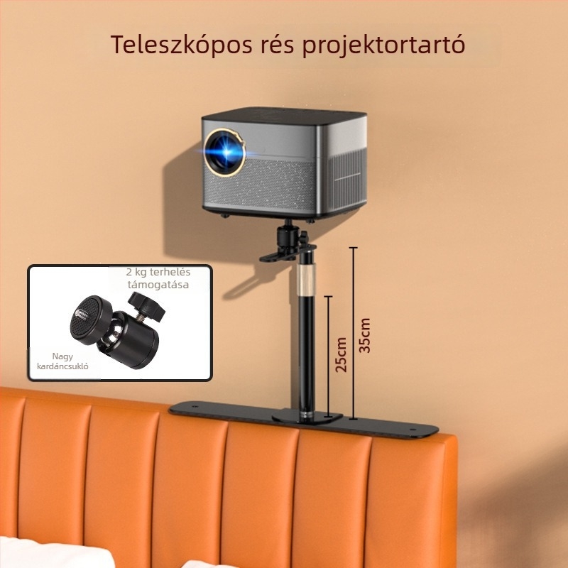 Falihoz rögzíthető projektorállvány, fúrás nélkül, állítható polccal, kanapé és ágy közötti résekhez