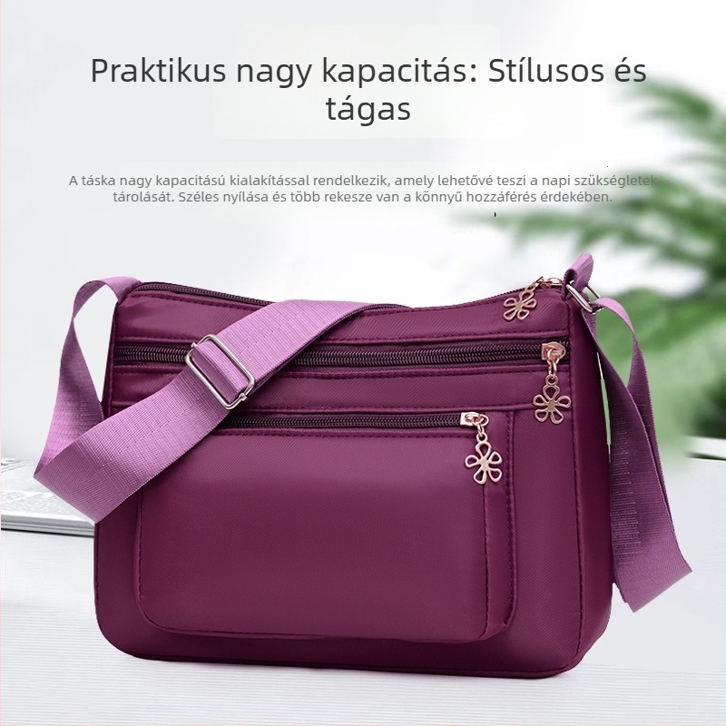 Egyszínű nylon crossbody táska, könnyű, dumpling-stílusú, mindennapi használatra