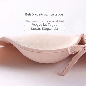Vállpánt nélküli Push-Up melltartó, csúszásmentes és láthatatlan a ruhák alatt, kis A kosárhoz, vastag formázott kosarakkal, hátul három sor kapoccsal