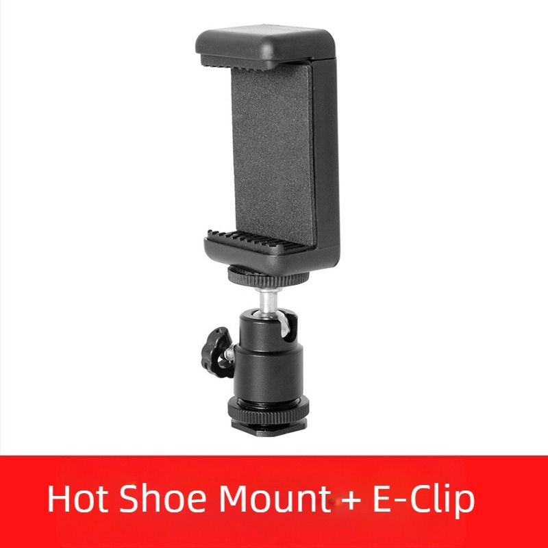 Fémes telefonstabilizátor hot shoe-hoz, univerzális gömbfej és E-formájú csipesz, 360°