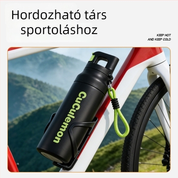 316-os rozsdamentes acélból készült kültéri sportos ivópalack egy érintésre nyíló kupakkal, szívószállal és hordozó pánttal