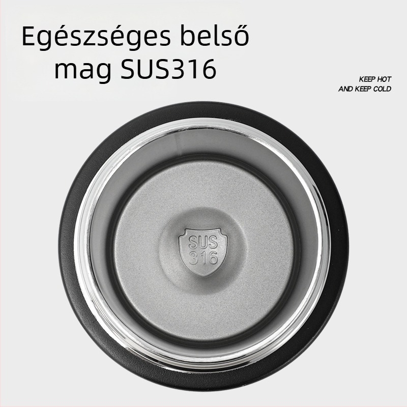 316-os rozsdamentes acélból készült kültéri sportos ivópalack egy érintésre nyíló kupakkal, szívószállal és hordozó pánttal