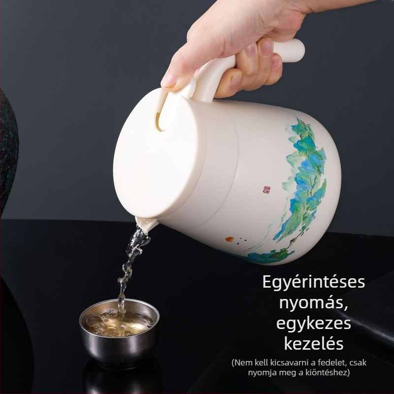 Titánium bevonatú kínai stílusú teáskanna nagy kapacitással és tea-víz szeparációval