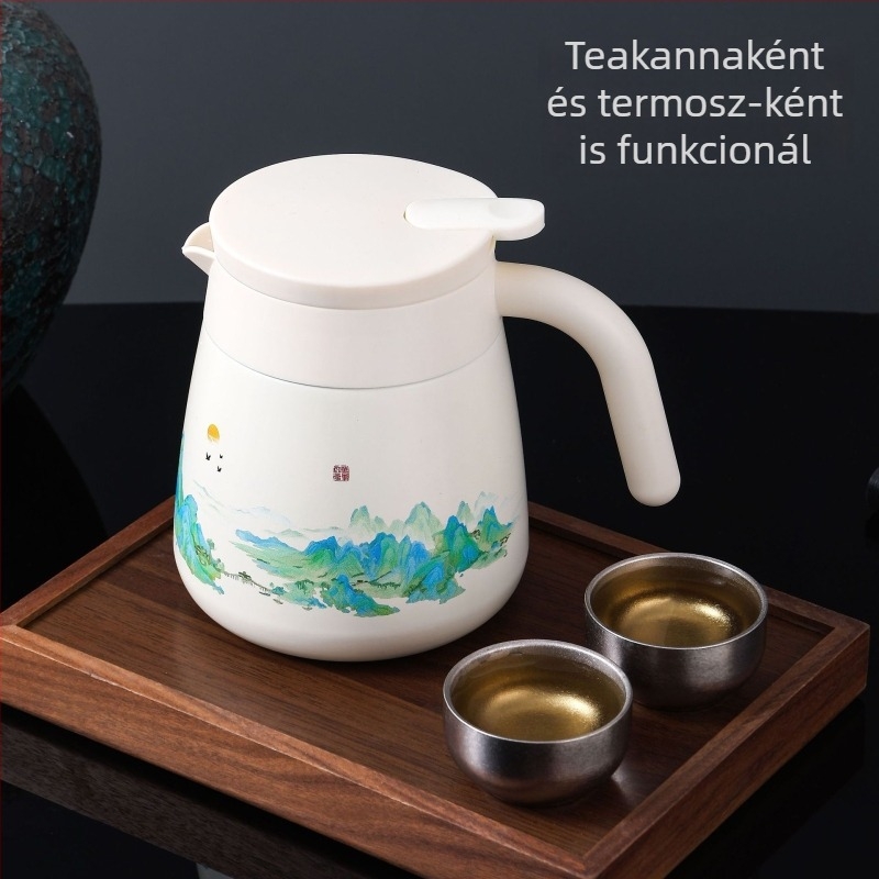 Titánium bevonatú kínai stílusú teáskanna nagy kapacitással és tea-víz szeparációval