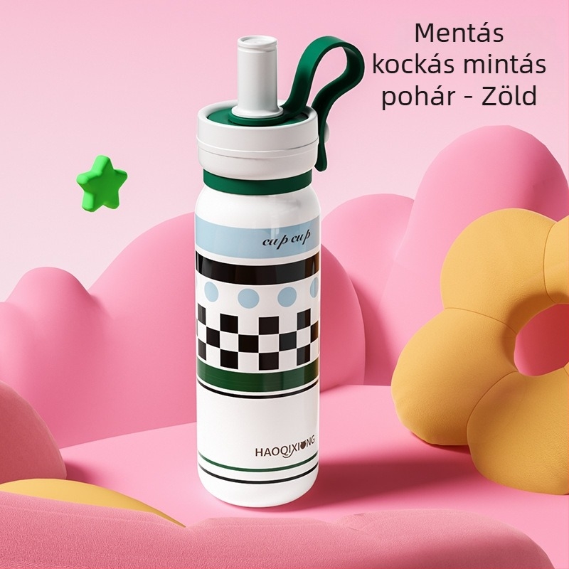 Rozsdamentes acél termosz pohár szívószállal, nagy kapacitású, hordozható sporthoz és kültéren