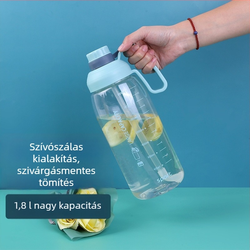 Új divatú hordozható kültéri sportos vizes palack, nagy kapacitású, műanyag, nagy fogantyúval