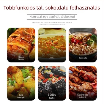 Egyszer használatos kerek papírtál, fedővel, forró és savanyú tészta, leves és vermicelli számára; alkalmas elvitelre.