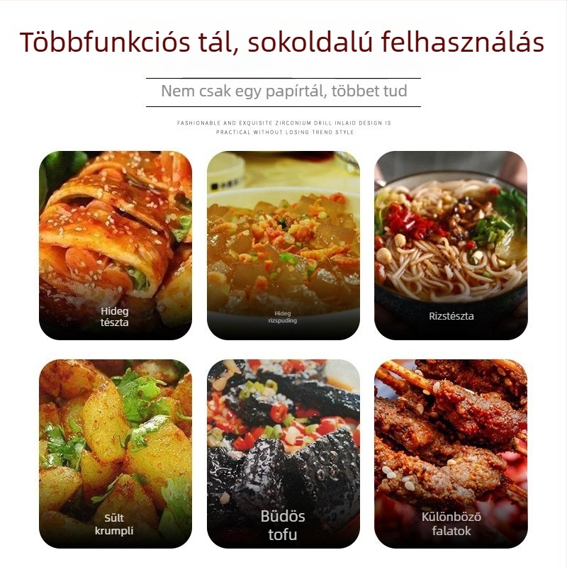 Egyszer használatos kerek papírtál, fedővel, forró és savanyú tészta, leves és vermicelli számára; alkalmas elvitelre.