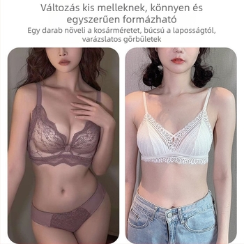 Szexi csipkés fehérnemű szett kis mellekhez, push-up, merevítő nélkül, állítható vállpántok, őszi-téli új modell