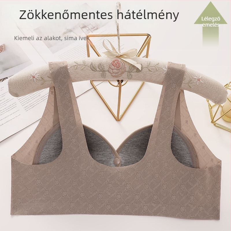 Új jacquard mintás, nagyméretű női melltartó, merevítő nélküli, mellény-stílus, fix kosár, sima elülső rész és formázott hátsó rész