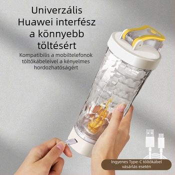 Nagy kapacitású elektromos shaker-palack, többfunkciós, kávé- és turmixitalokhoz, egyérintéses indítás