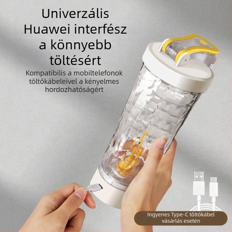 Nagy kapacitású elektromos shaker-palack, többfunkciós, kávé- és turmixitalokhoz, egyérintéses indítás