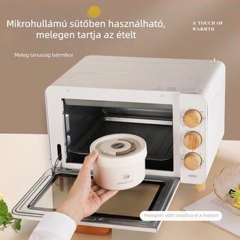 304 rozsdamentes acél hordozható ebéddoboz, elkülönített rekeszekkel, levehető és mosható, mikróhoz használható