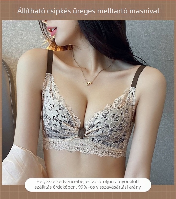 Latex csipkés melltartó készlet kismellű nőknek, drót nélküli, formázó, oldalt támasztó, Cross-border