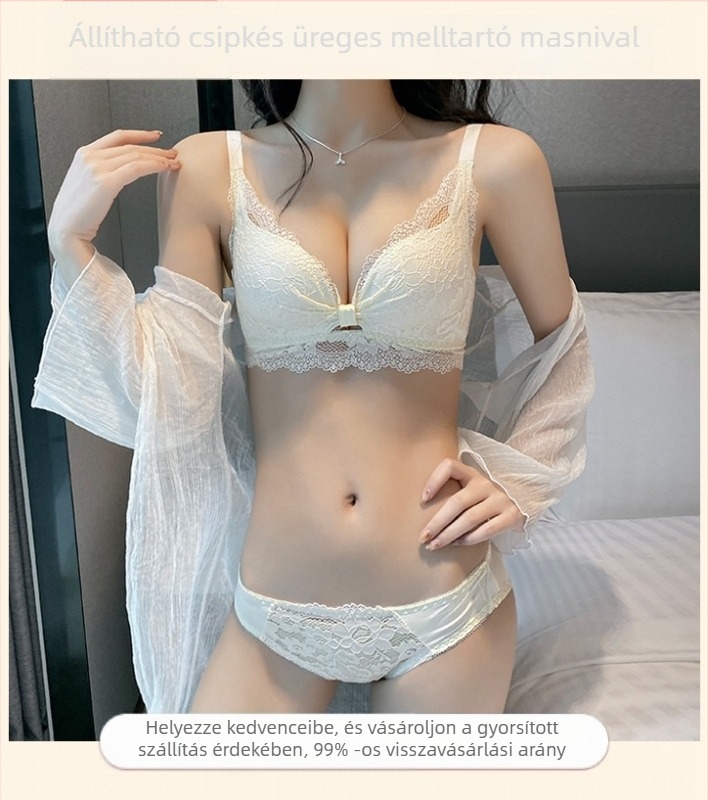 Latex csipkés melltartó készlet kismellű nőknek, drót nélküli, formázó, oldalt támasztó, Cross-border