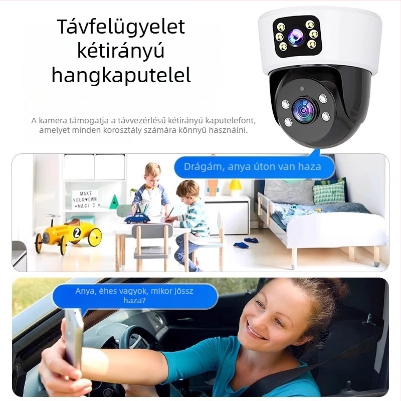 HD vezeték nélküli beltéri IP kamera 360° éjjellátással, 3MP/5MP, ABS ház