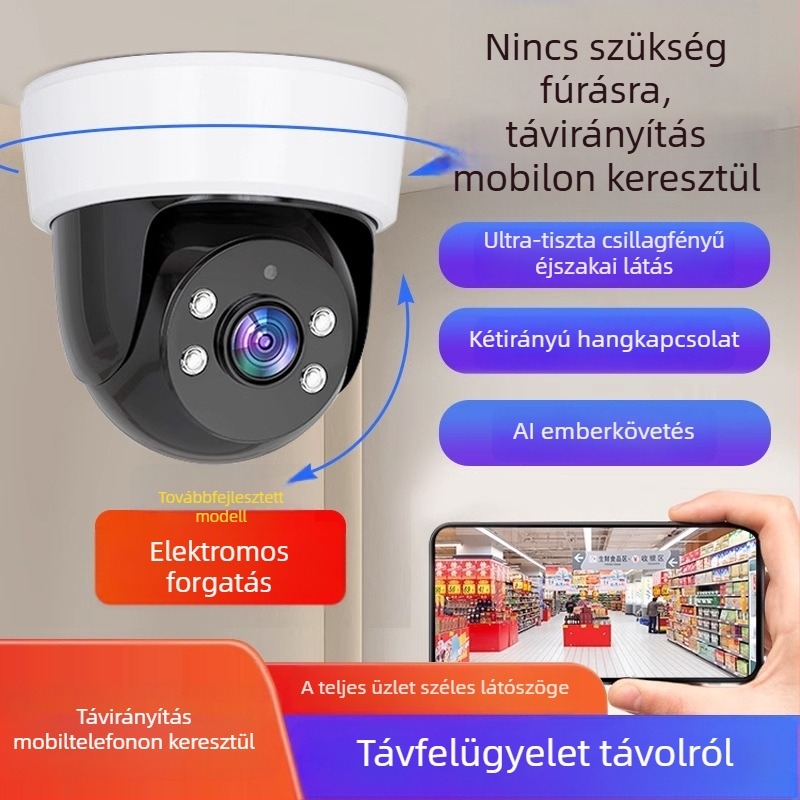 HD vezeték nélküli beltéri IP kamera 360° éjjellátással, 3MP/5MP, ABS ház