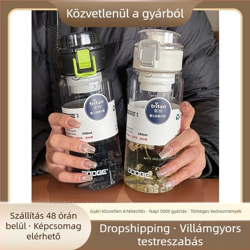 Xile Tritan sportos vízpalack – hordozható, ütésálló, Camellia dizájn, műanyag palack