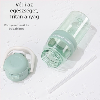 Tritan gyerekeknek sportos pohár kettős szívószállal – hordozható műanyag pohár kültéri használatra