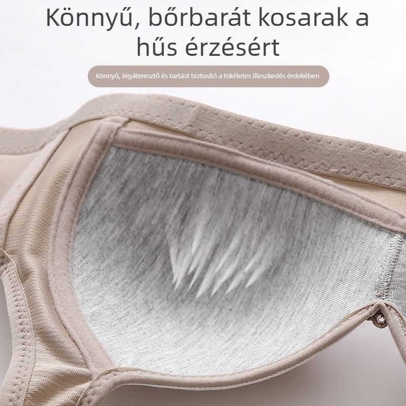 Plusz méretű drót nélküli szoptatós melltartó, vékony és légáteresztő, emel és összeszedi, oldalsó támasz, szép hátsó kontúr, női fehérnemű