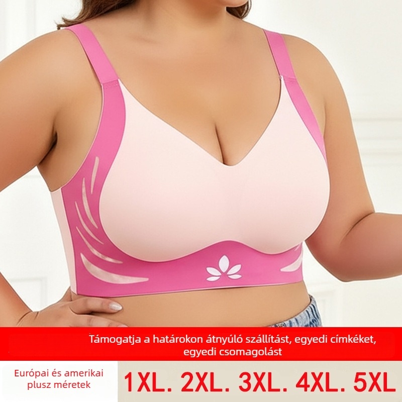 Plusz méretű melltartó merevítő nélkül, formázó és emelő hatás, 3/4 kosár, nylon-elasztán, állítható dupla pántok, négy sor kapocs