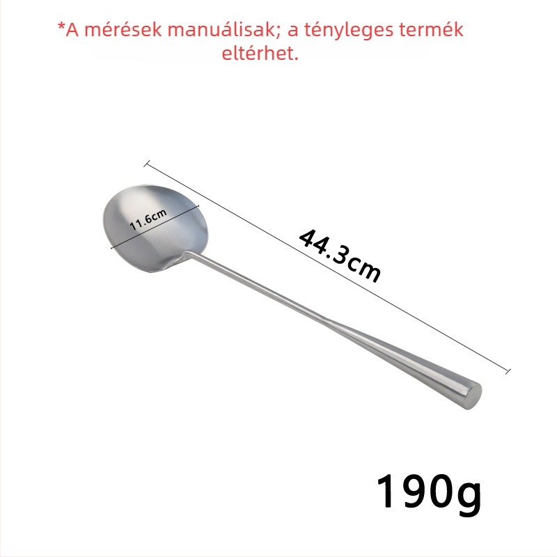 Rozsdamentes acél wok kanál akasztónyílással, vastagodott hosszú vagy rövid nyéllel, hőálló konyhai eszköz