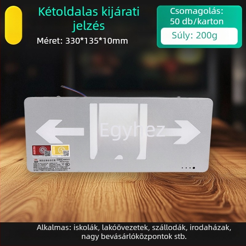 Tűzvédelmi vészvilágítás kijárati jelzéssel és lépcsőfolyosó indikátorral