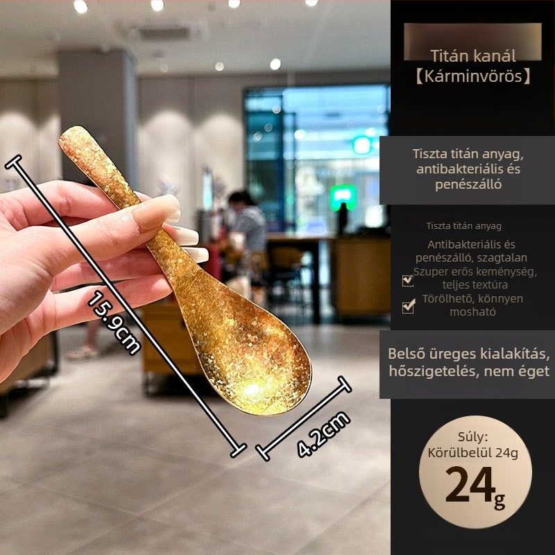 Tiszta titánium kanál kőmintás ötvözet-dizájnnal, jégkristályos felülettel, mély tál a leveshez, éttermi kategóriás koreai desszertkanál