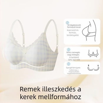Csipkés virágmintás melltartó drót nélküli, légáteresztő, push-up hatású, kis keblekhez, állítható vállpántokkal