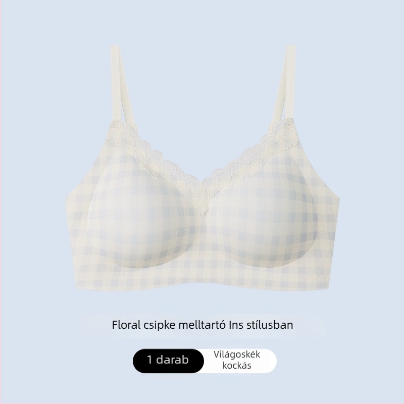 Csipkés virágmintás melltartó drót nélküli, légáteresztő, push-up hatású, kis keblekhez, állítható vállpántokkal