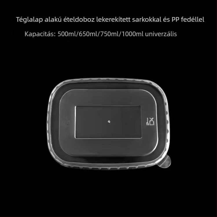 Egyszer használatos kraft papírból készült téglalap alakú tál erősített csomagoló dobozzal ételrendeléshez, piknikhez и salátához