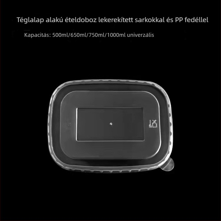 Egyszer használatos kraft papírból készült téglalap alakú tál erősített csomagoló dobozzal ételrendeléshez, piknikhez и salátához