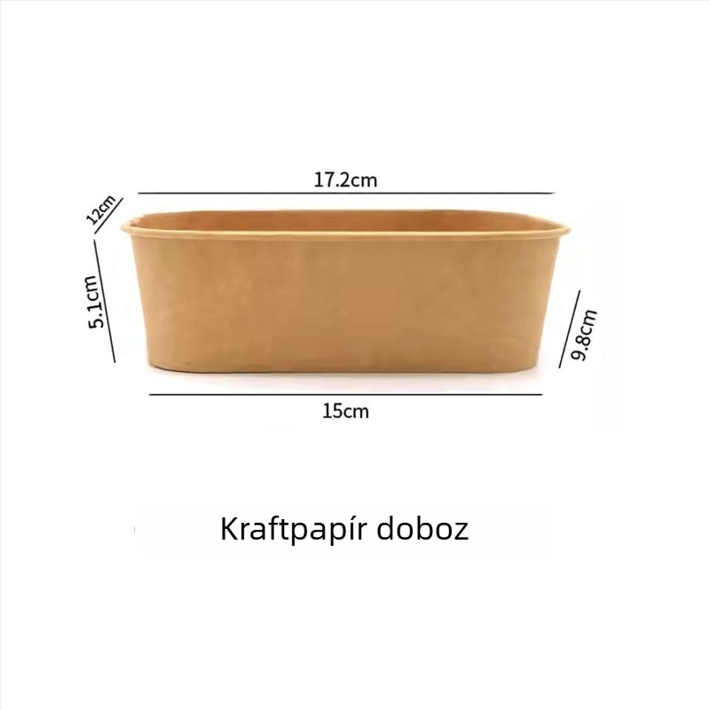 Egyszer használatos kraft papírból készült téglalap alakú tál erősített csomagoló dobozzal ételrendeléshez, piknikhez и salátához