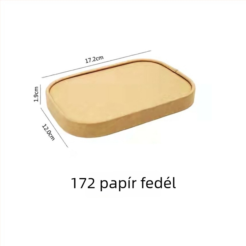 Egyszer használatos kraft papírból készült téglalap alakú tál erősített csomagoló dobozzal ételrendeléshez, piknikhez и salátához