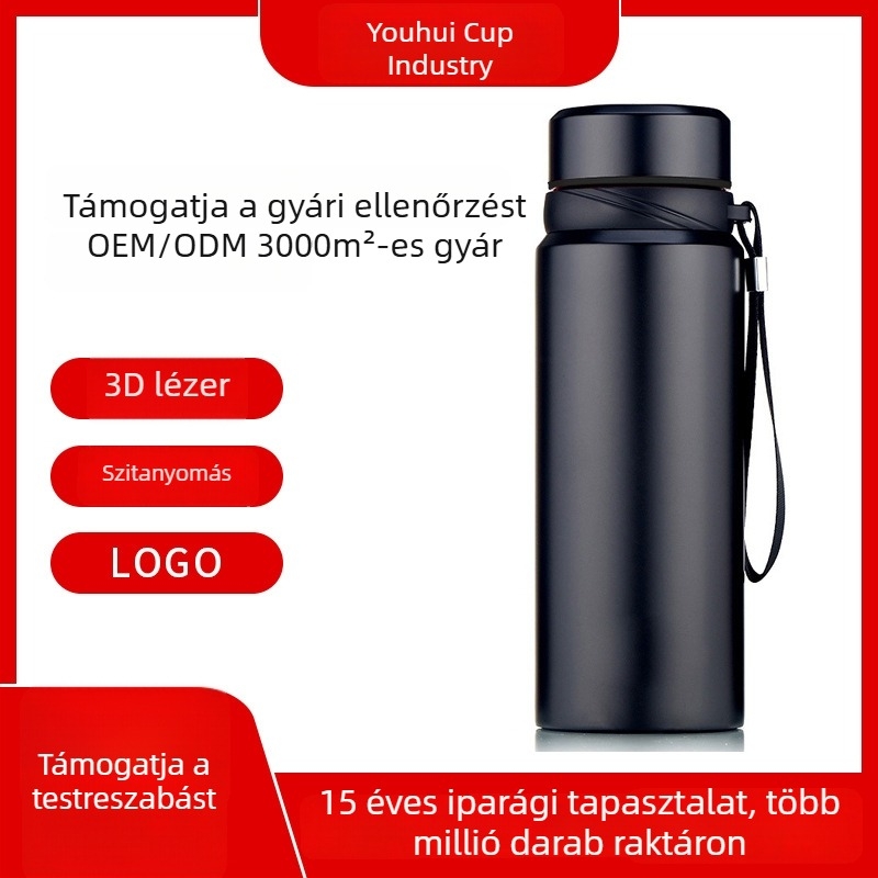 800 ml-es nagy kapacitású vákuum-izolált rozsdamentes acél termoszcsésze, kültéri, hordozható teáscsésze logó testreszabással