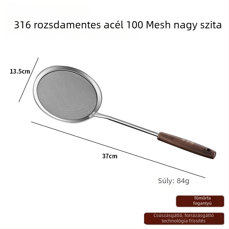 Szójaitalhoz ultrafin habosító kanál, 316L rozsdamentes acél, 100-mesh szűrő, csúszásmentes dizájn