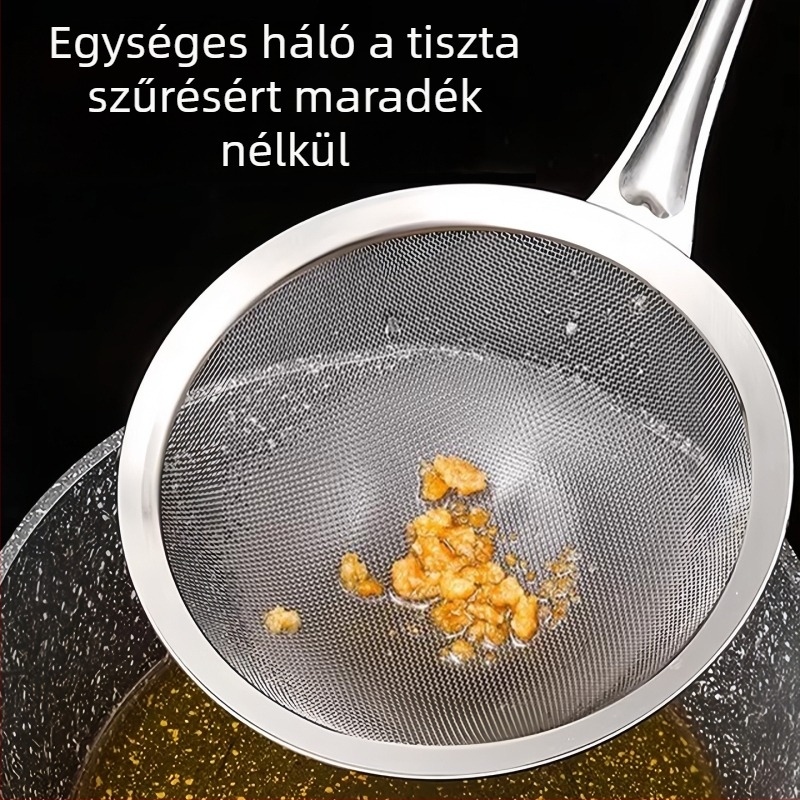 Rozsdamentes acél szűrőkanál szója tejhez, hálós szűrővel — nagy, közepes és kicsi méretek