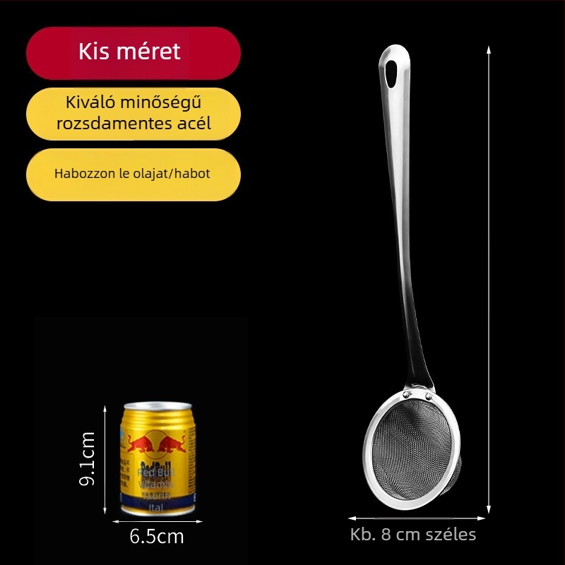 Rozsdamentes acél szűrőkanál szója tejhez, hálós szűrővel — nagy, közepes és kicsi méretek