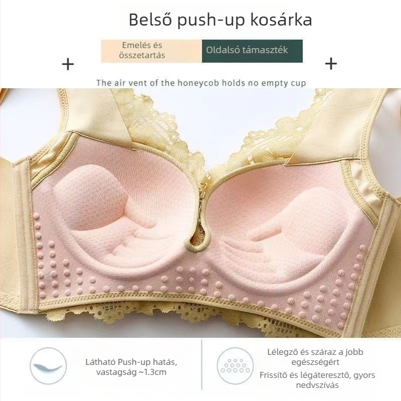 Thaiföldi latex melltartó, drót nélküli, állítható kis kosármérethez, emelés és oldalsó gyűjtés, mellény-stílus