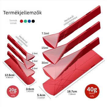 Szilikon mérőkanalak, 3 az 1-ben, lapos és összecsukható