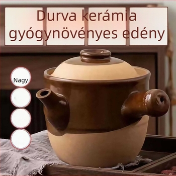 Régi gyógyszeres fazék kőedényből, durva porcelánból, gyógynövények decoctálásához, kisméretű lángon használható