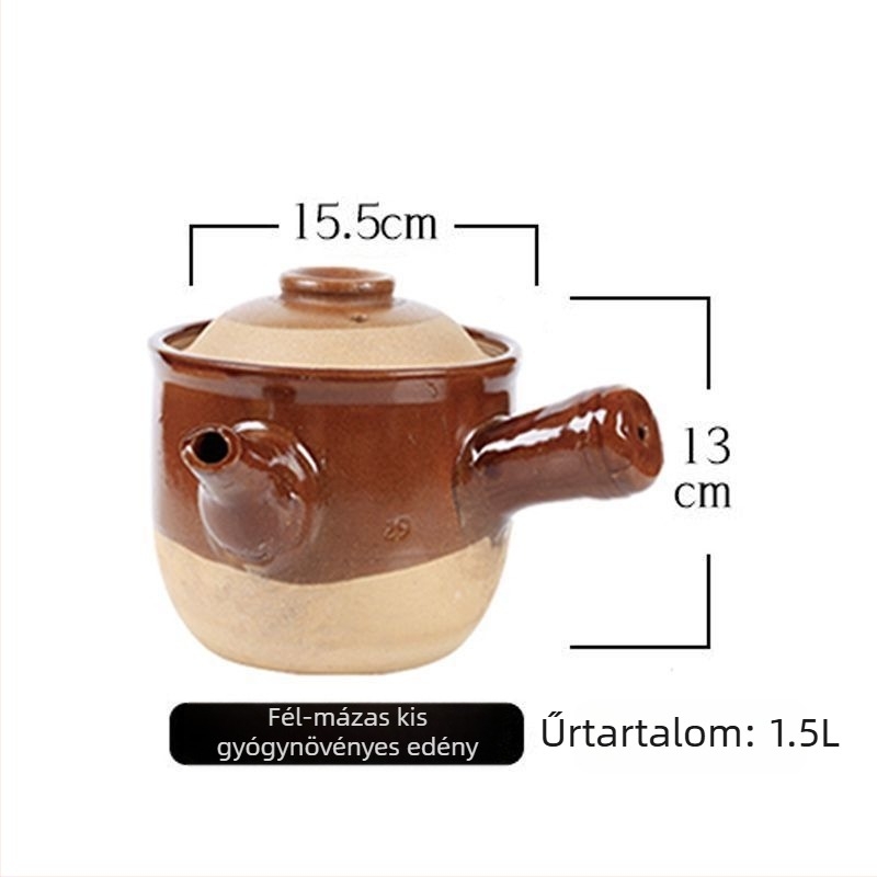 Régi gyógyszeres fazék kőedényből, durva porcelánból, gyógynövények decoctálásához, kisméretű lángon használható